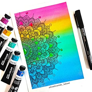 BRUSTRO Artists ’ Watercolour Set of 24 Colours X 12ML Tubes with Artist 25% Cotton Watercolour Journal Cold Pressed 200 GSM A5-25 Sheets and Aqua Squeeze Leak Proof Brush Pen - Image 4