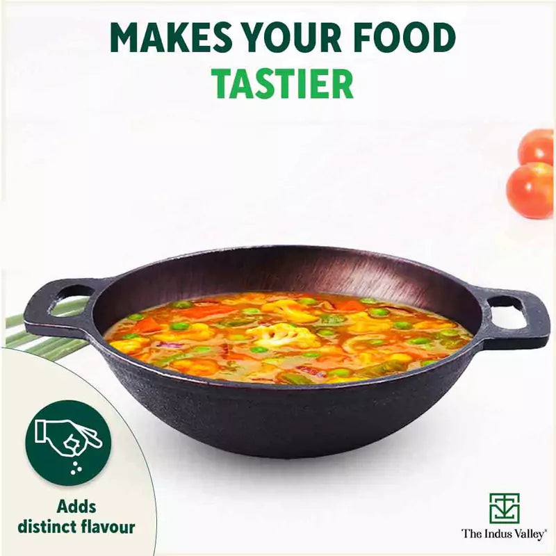 Super Smooth Cast Iron Kadai (Wok Model), Pre-seasoned, Nonstick, 100% Pure, Toxin-free, 17.8/20.3cm, 1/1.3L, 1.1/1.8kg - Image 9