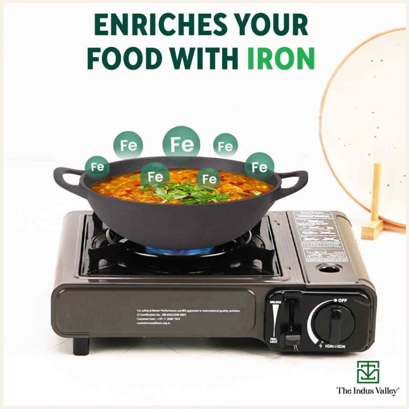 CASTrong Cast Iron Kadai, Pre-seasoned, Nonstick, 100% Pure, Toxin-free, 27cm, 2.5L, 2.5kg - Image 7