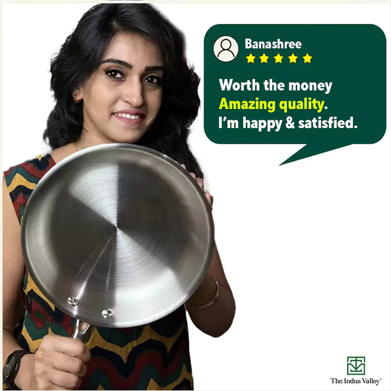 TurboCuk Tri-ply Stainless Steel Fry Pan, Premium 3 Layer Thick Body, Induction, Non-stick, 23.4/25.4/28 cm, 1.5/1.7/1.9L - Image 13