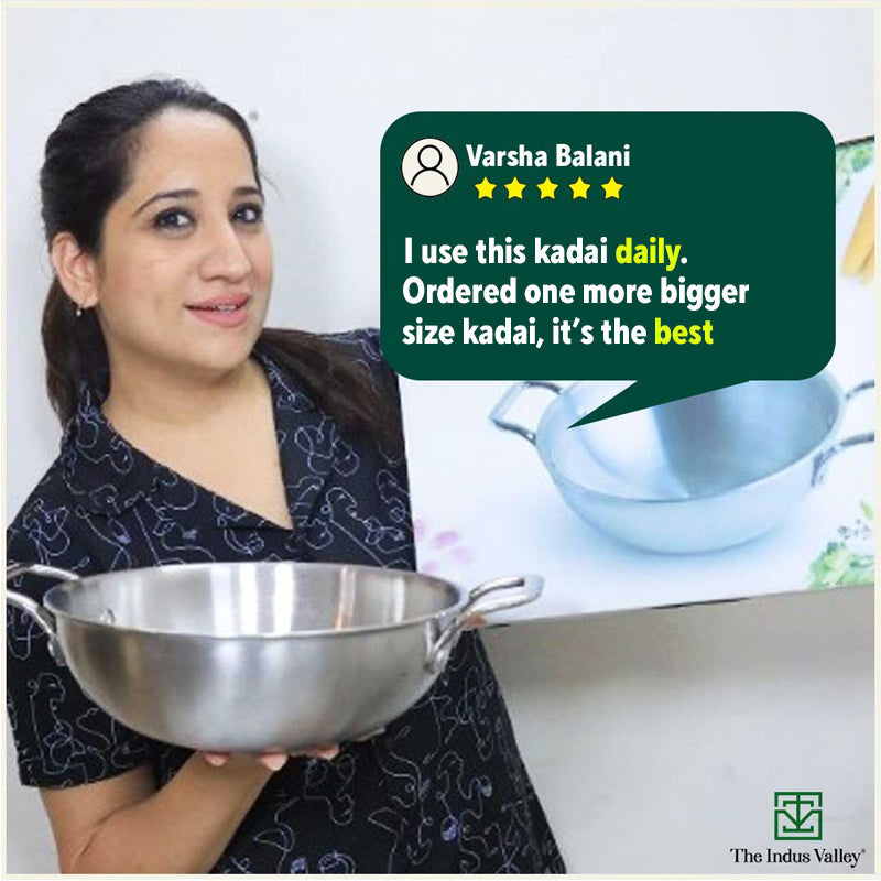 TurboCuk Tri-ply Stainless Steel Kadai+ Glass Lid, Premium Quality, 3 Layer Thick Body, 100% Toxin-free, Non-stick, Induction & Gas, 1.7/2.7/4L - Image 12