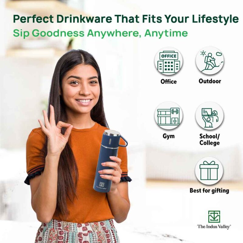 Pro-hydro Stainless Steel Vacuum Insulated Flask with Drinking Mug Lid, Hot & Cold Bottle, 500 ml - Image 7