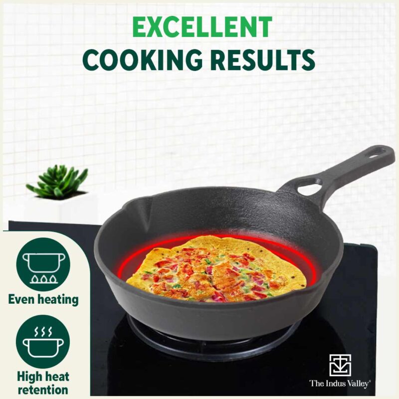 CASTrong Cast Iron Fry Pan/Skillet, Pre-seasoned, Natural Nonstick, 100% Pure, Toxin-free, Induction, 20.3cm, 0.9L, 1.6kg - Image 7