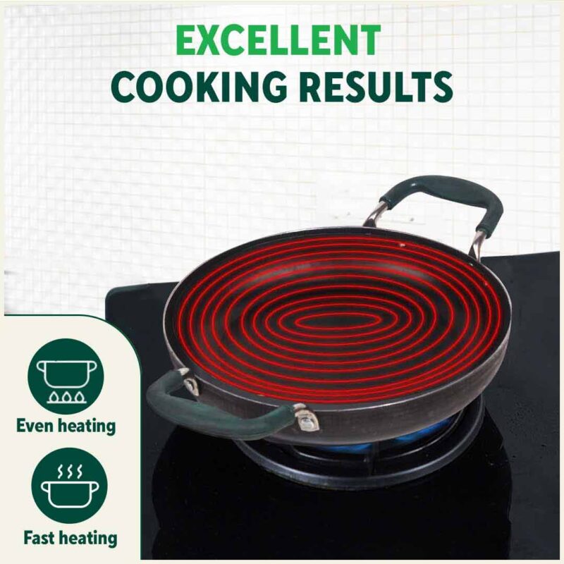 100% Pure Sheet Iron Kadai/ Jalebi/ Paella Pan, Silicone Cool Handles, Seasoned, Toxin-free, Induction, 25.4cm, 1.4L - Image 7