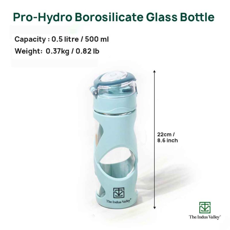 Premium Pro-hydro Borosilicate Glass Bottle | 500ml | Removable Filter | Dark blue, Light blue - Image 8