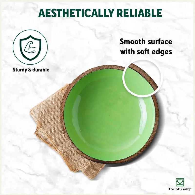 Ceramic Glazed Mango Wood Bowl - Image 6