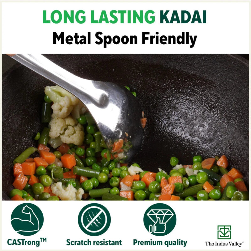 CASTrong Cast Iron Kadai,Pre-seasoned, Nonstick, 100% Pure, Toxin-free, Induction, 25.4cm,2.3L, 2.51kg - Image 11