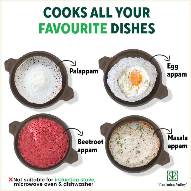 CASTrong Cast Iron Appam Pan/Appachetty, Pre-seasoned, Nonstick, 100% Pure, Toxin-free, Induction, 22cm - Image 12