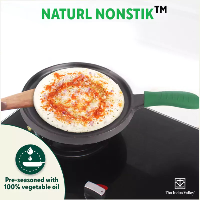 CASTrong Cast Iron Tawa, Silicon Handle,Pre-seasoned, Nonstick, 100% Pure, Toxin-free, Induction, 25.5cm, 2.2kg - Image 8