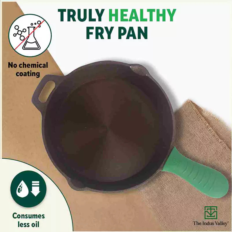 Super Smooth Cast Iron Fry Pan, Silicon Handle, 100% Pure, Toxin-free,Pre-seasoned, Induction, Non-stick, 20.3/25.4cm, 1.3/1.7L, 2.3/2.4kg - Image 4