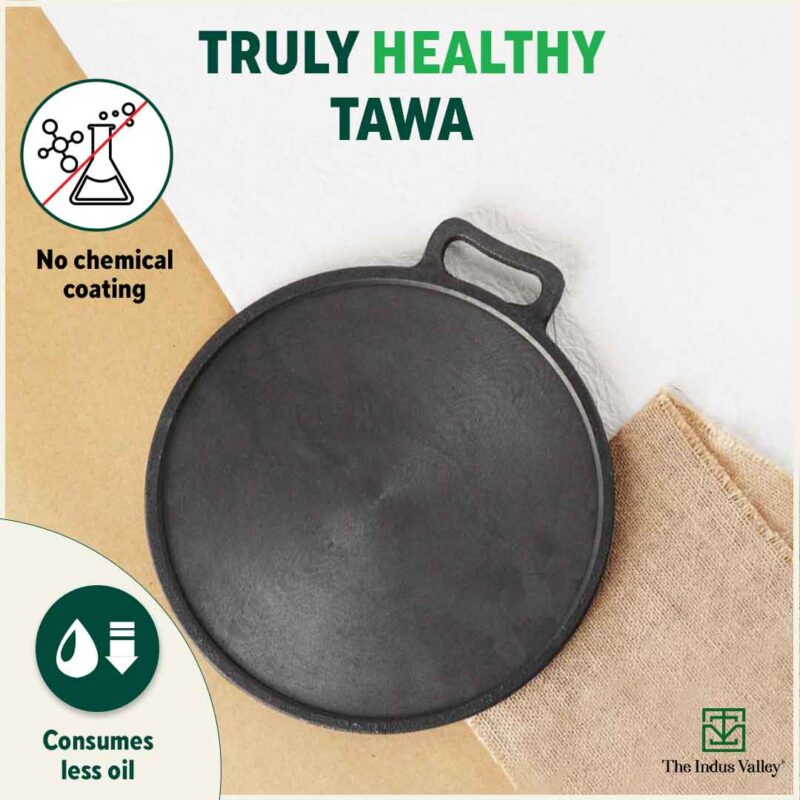 Super Smooth Cast Iron Tawa + Free ₹110 Spatula, Pre-seasoned, Nonstick, 100% Pure, Toxin-free, 30.5cm, 2.3kg - Image 4