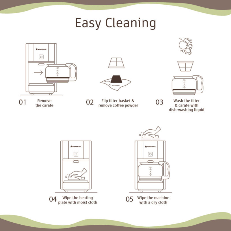 Regalia Brew Coffee Maker 550 W | Stainless Steel Body | 700ml Borosilicate Glass Carafe | 3-in-1 Filter Coffee, Espresso, Cappuccino | Auto Shut Off | Removable Cone Filter | 7 Cups Coffee | Perfect Gifting Option | Black & Silver | 2 Year Warranty - Image 5