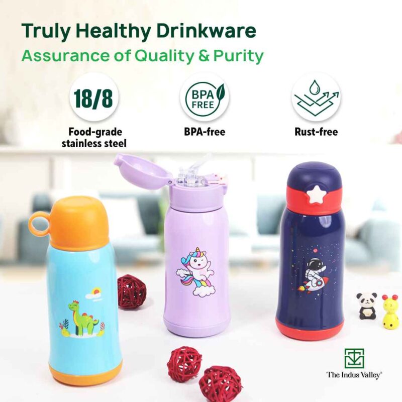 Premium Stainless Steel Vacuum Insulated School Kid Water Bottle, Silicone Sippy & Bag,Leakproof Lid - Image 4