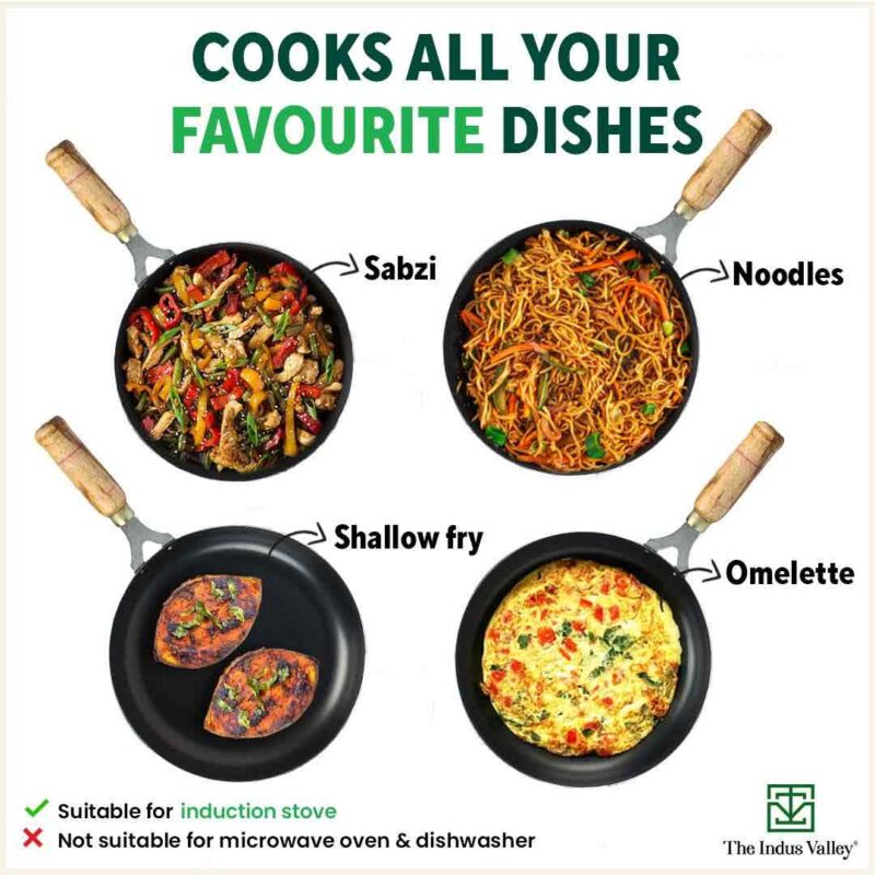 100% Pure Sheet Iron Fry Pan with Wooden Handle, Seasoned, Toxin-free, Induction, 16.5/25.4/30.4 cm - Image 11