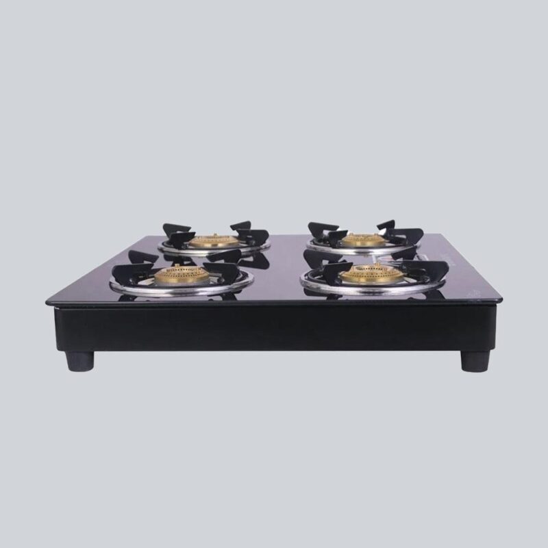Ruby 4 Burner Glass Cooktop, Black Toughened Glass with 1 Year Warranty, Ergonomic Knobs, Heat-Efficient Brass Burners, Stainless-steel Spill Tray, Manual Ignition - Image 27