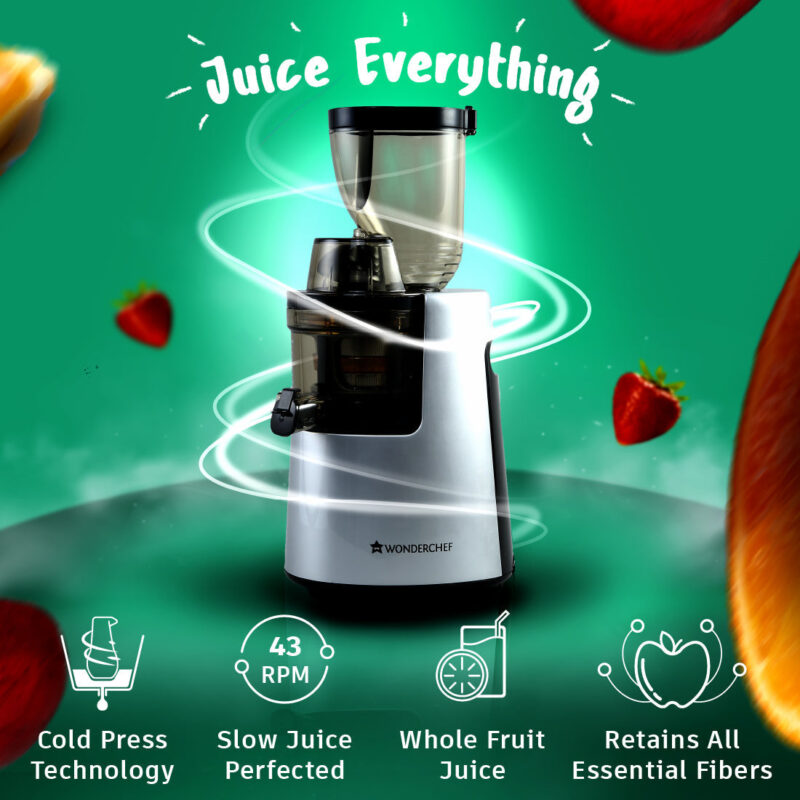 V6 Cold Press Slow Juicer,  Full Fruit, High Juice Yield, Powerful AC motor, Slow Squeezing Technology, 200W - Image 2