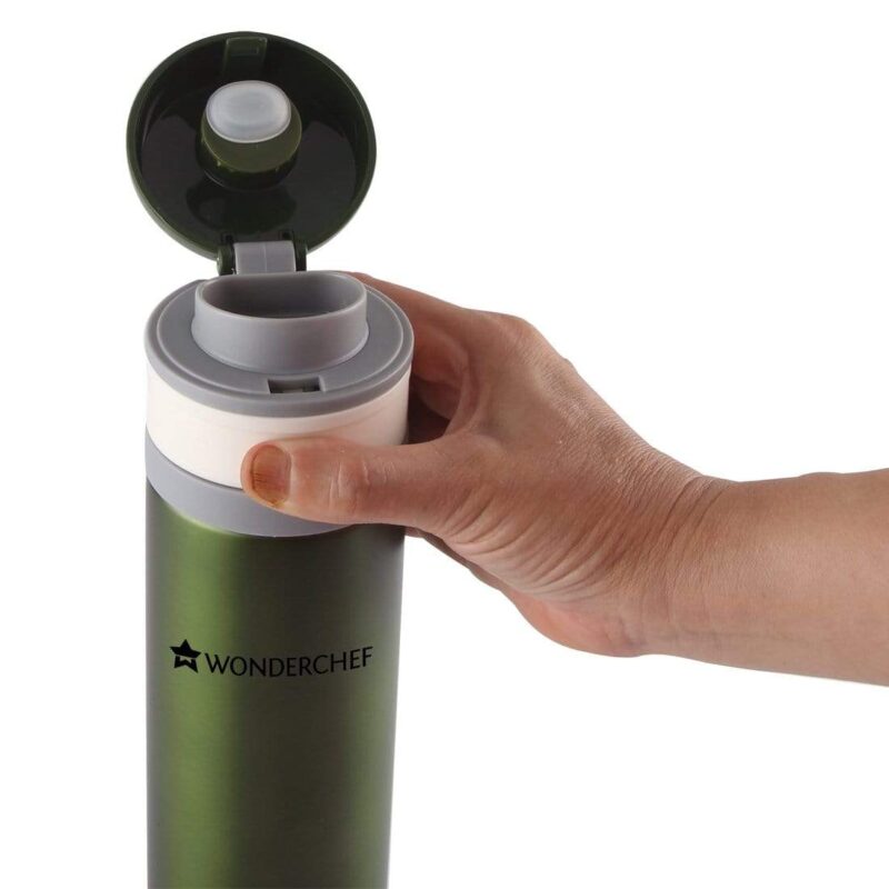 Uni-Bot, 500ml, Olive Green, Double Wall Stainless Steel Vacuum Insulated Hot and Cold Flask, Ultra Light, Spill and Leak Proof, 2 Years Warranty - Image 4