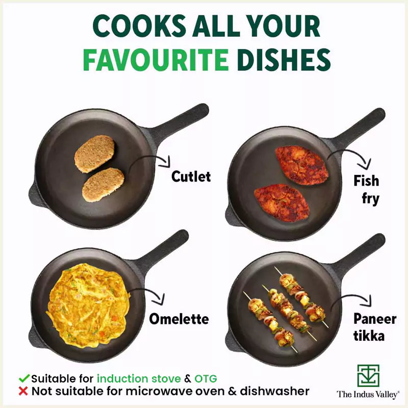 Super Smooth Cast Iron Shallow Fry Pan,Pre-seasoned, Nonstick, 100% Pure, Toxin-free, Induction, 25.4cm, 1.8kg - Image 10