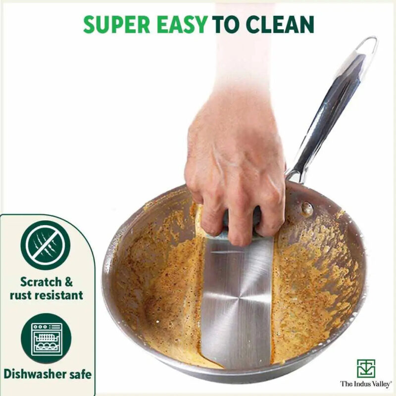 TurboCuk Tri-ply Stainless Steel Cookware Set: Kadai+ Fry Pan, Premium Quality, 3 Layer Thick Body, 100% Toxin-free, Non-stick, Induction & Gas, Free ₹600 Wood Chopping Board - Image 10