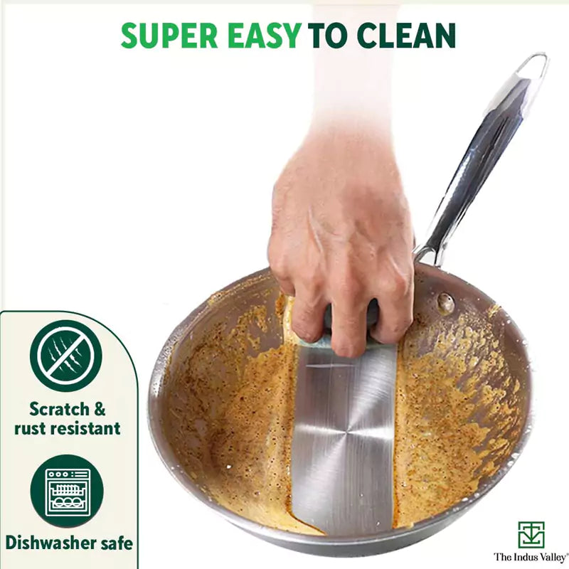 TurboCuk Tri-ply Stainless Steel Fry Pan, Premium 3 Layer Thick Body, Induction, Non-stick, 23.4/25.4/28 cm, 1.5/1.7/1.9L - Image 10