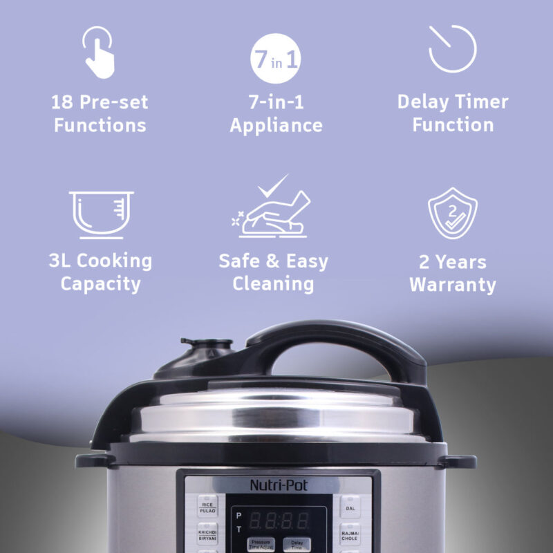 Nutri-Pot 3L Electric Pressure Cooker with 7-in-1 Functions - Image 4