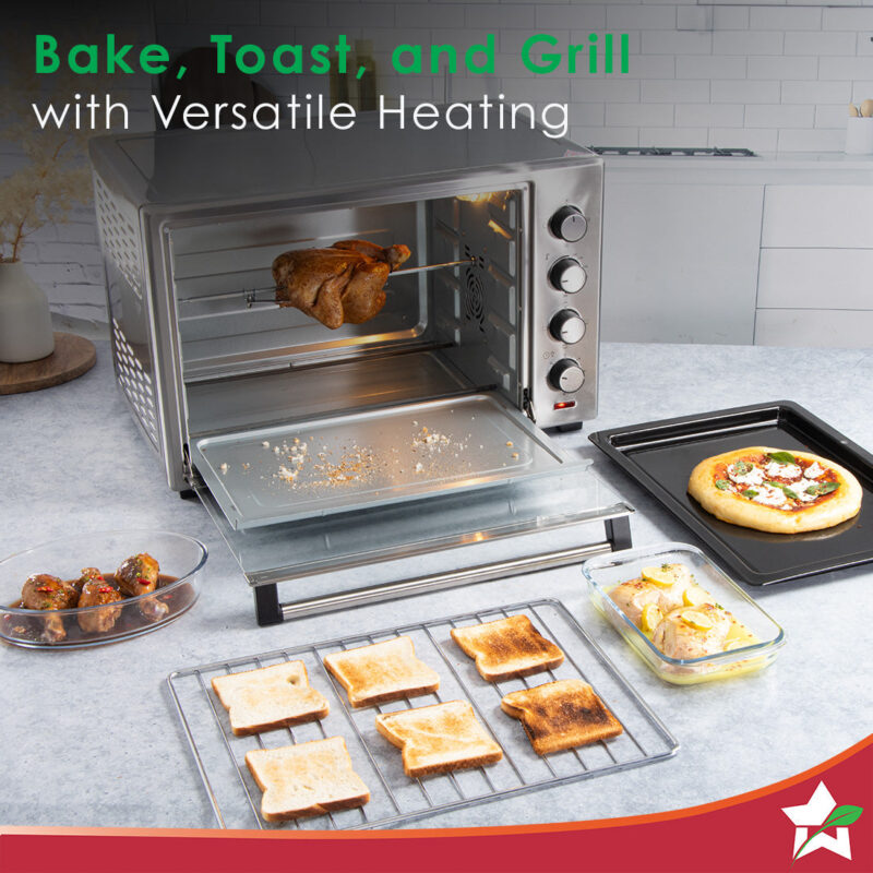 Oven Toaster Griller (OTG) - 48 Litres, Stainless Steel – with Rotisserie, Auto-shut off, Heat-Resistant Tempered Glass, 6-Stage Heat Selection - Image 4