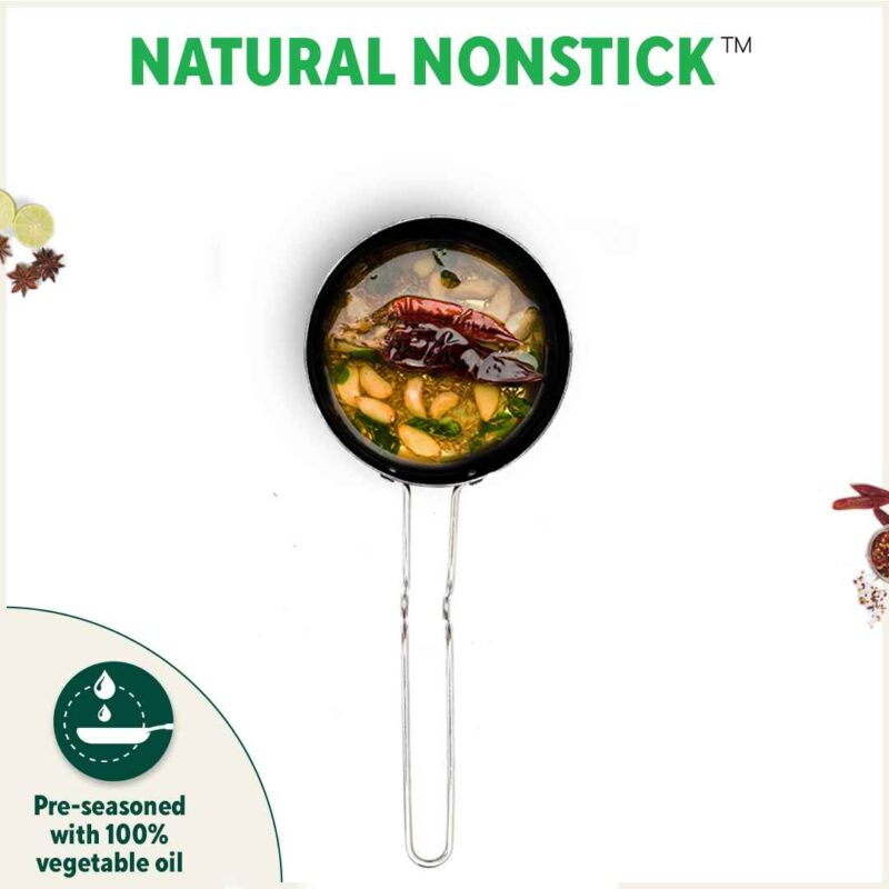 100% Pure Sheet Iron Tadka Pan with Stainless Steel Handle, Pre-seasoned, Toxin-free, Induction - Image 9