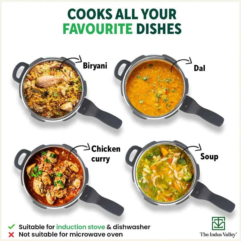 3L+ 4.5L QuicKooker Stainless Steel Pressure Cooker Combo+ Free ₹600 Wood Chopping Board, Premium Quality, Tri-ply (3 Layer) Heavy Bottom, 3Yr Warranty, ISI Certified, Induction & Gas - Image 11