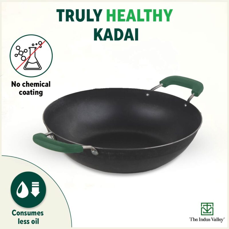 100% Pure Sheet Iron Kadai with Silicon Handle, Seasoned, Toxin-free - Image 5