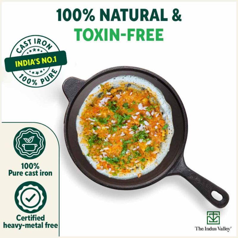 Super Smooth Cast Iron Tawa with Handle,Pre-seasoned, Nonstick, 100% Pure, Toxin-free, Induction, 26.3cm, 1.8kg - Image 5