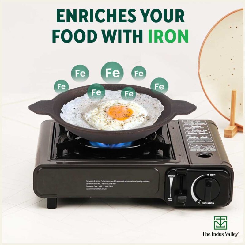 CASTrong Cast Iron Appam Pan/Appachetty, Glass Lid, Pre-seasoned, Nonstick, 100% Pure, Toxin-free, Induction, 22cm, 1.5kg - Image 7