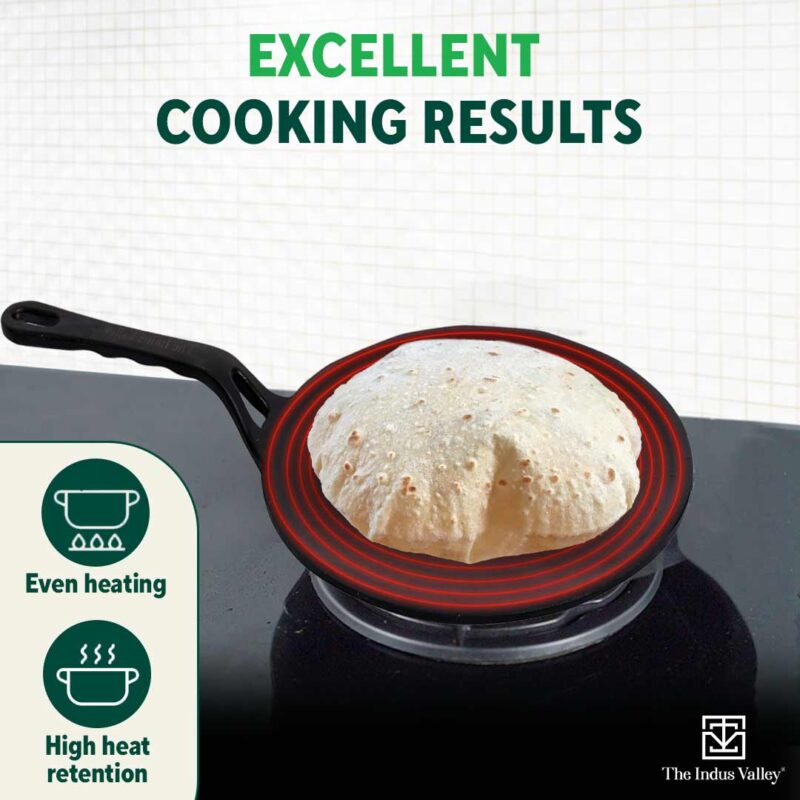 CASTrong Cast Iron Tawa,Pre-seasoned, Nonstick, 100% Pure, Toxin-free, 26cm - Image 8