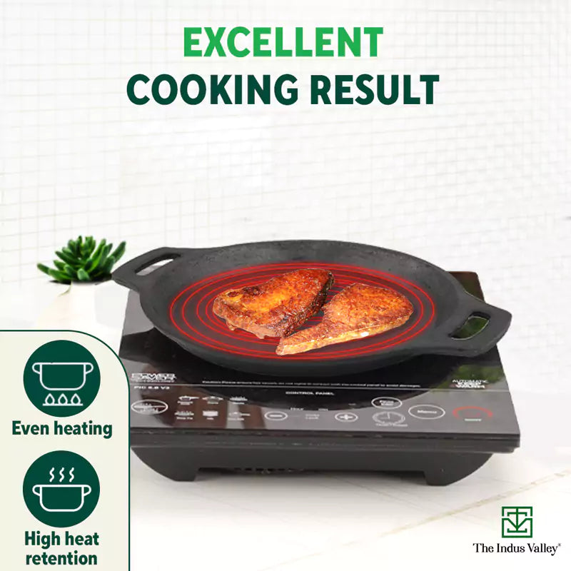 CASTrong Cast Iron Fish Fry Pan, Pre-seasoned, Nonstick, 100% Pure, Toxin-free, Induction, 22.4/25cm, 1.5kg/2kg - Image 7