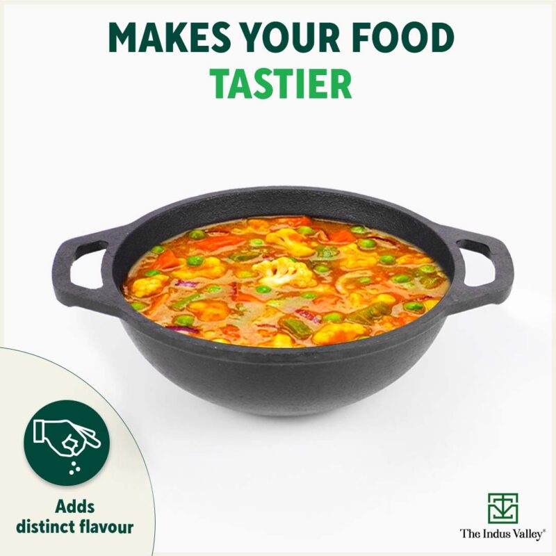 CASTrong Cast Iron Cookware Set: Tawa+ Kadai (Wok model), Kitchen Set for Home, Pre-seasoned, 100% Pure, Toxin-free, Free ₹400 Tadka Pan - Image 7