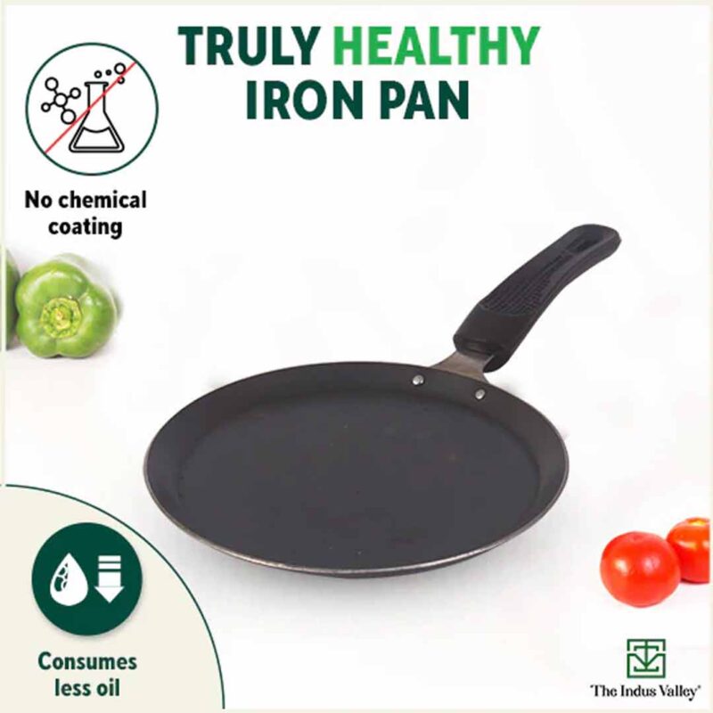 100% Pure Sheet Iron Omelette Tawa with Bakelite Handle, Seasoned, Toxin-free, Induction, 19cm, 0.56kg - Image 4