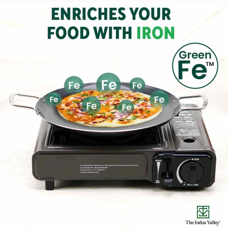 100% Pure Sheet Iron Tawa, 2 Handles, Seasoned, Toxin-free, Induction, 28.5cm, 1.7kg - Image 6