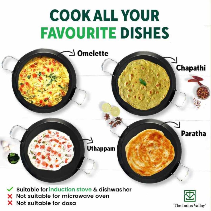 100% Pure Sheet Iron Tawa, 2 Handles, Seasoned, Toxin-free, Induction, 28.5cm, 1.7kg - Image 11