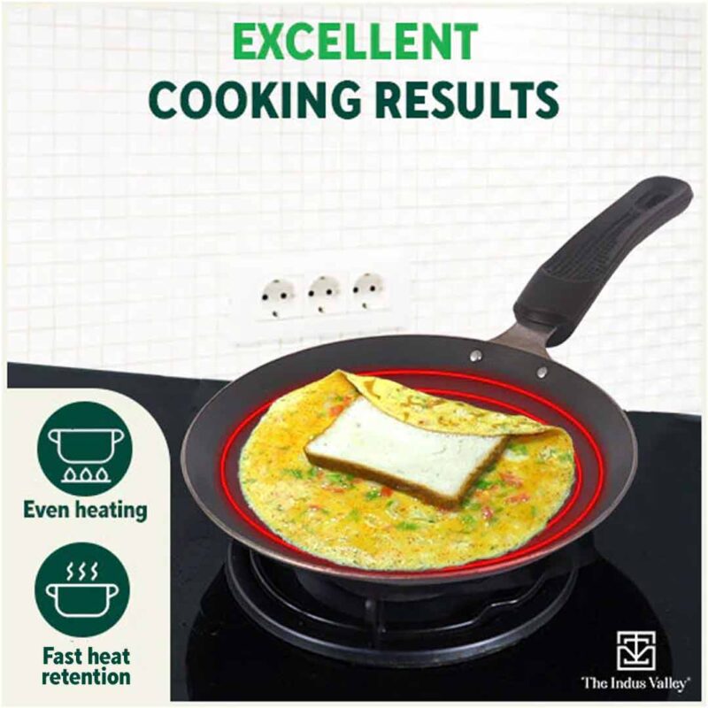 100% Pure Sheet Iron Omelette Tawa with Bakelite Handle, Seasoned, Toxin-free, Induction, 19cm, 0.56kg - Image 7
