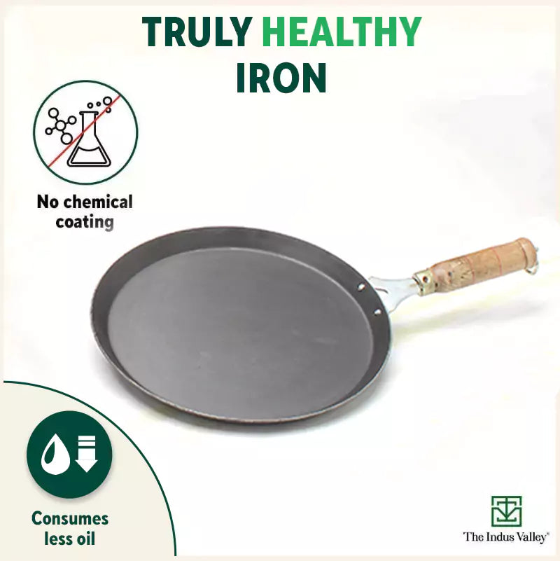 100% Pure Iron Cookware Set: Kadai+ Tawa+ Fry Pan, Toxin-free Sheet Iron, Pre-seasoned, Induction & Gas, Kitchen Set for Home, Free ₹400 Tadka Pan - Image 3
