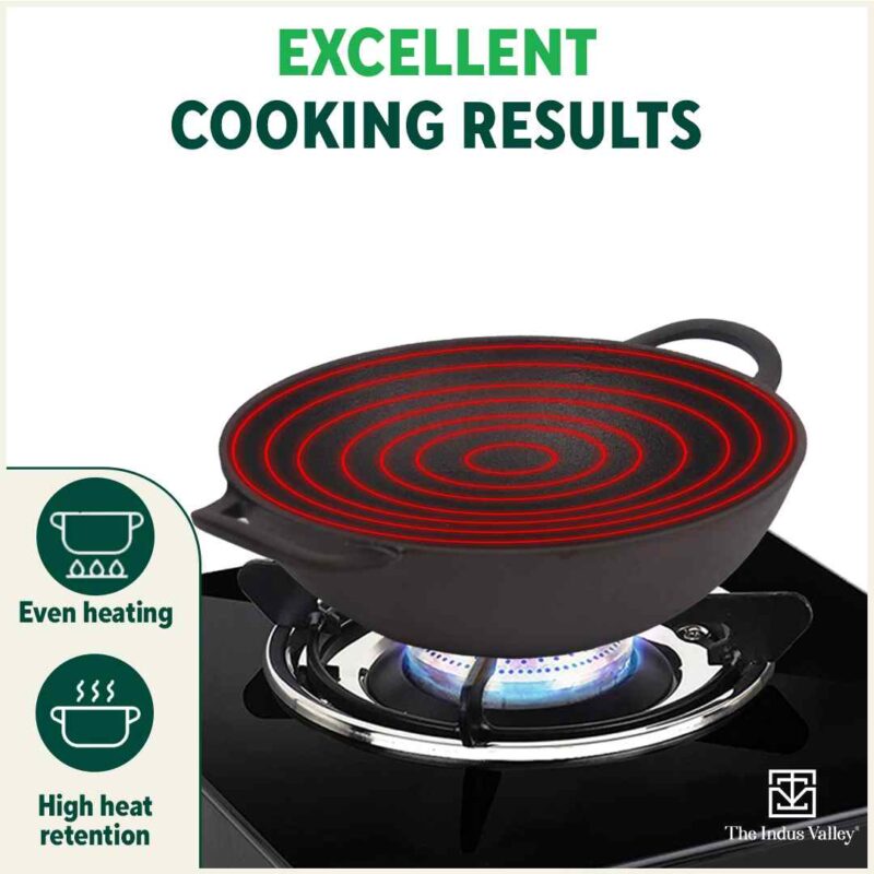 CASTrong Cast Iron Kadai, Pre-seasoned, Nonstick, 100% Pure, Toxin-free, 27cm, 2.5L, 2.5kg - Image 8