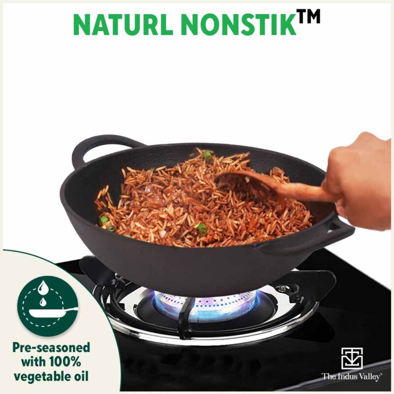 CASTrong Cast Iron Kadai, Pre-seasoned, Nonstick, 100% Pure, Toxin-free, 27cm, 2.5L, 2.5kg - Image 9