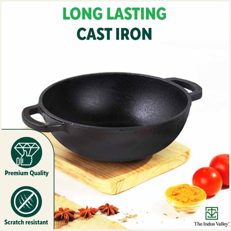 CASTrong Cast Iron Cookware Set: Tawa+ Kadai, Kitchen Set for Home, Pre-seasoned, 100% Pure, Toxin-free, Induction, Free ₹400 Tadka Pan - Image 10