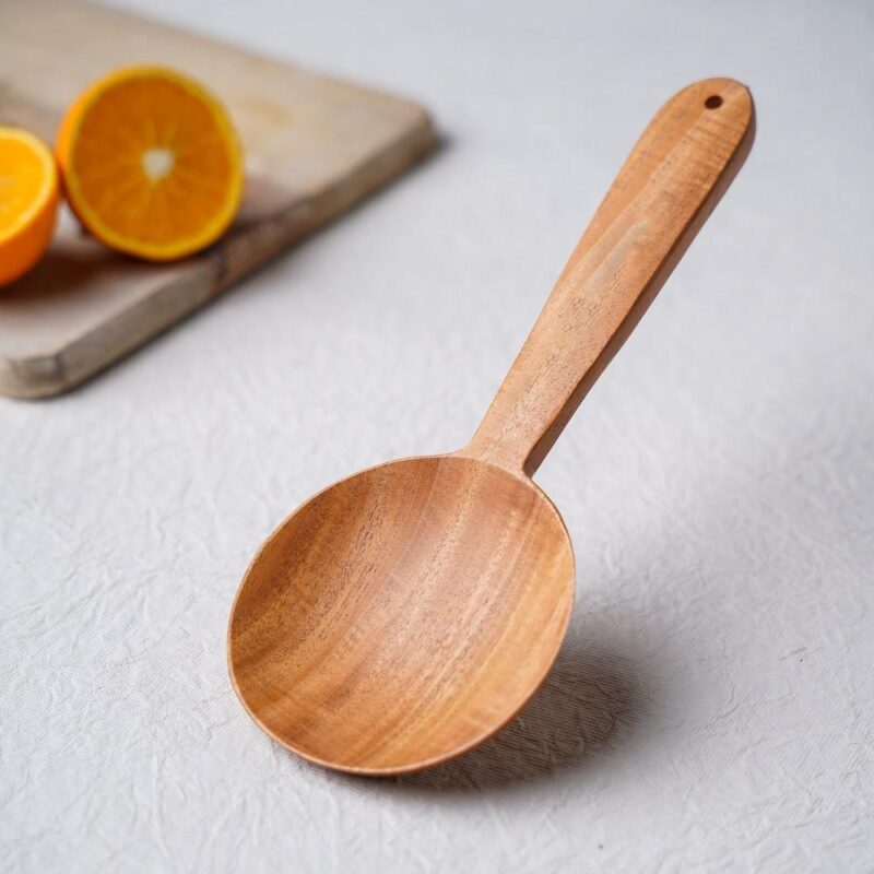 Neem Wood Cooking Ladle - Serve (Round | 23CM | Handmade | 100% Natural Neem Wood) - Image 5
