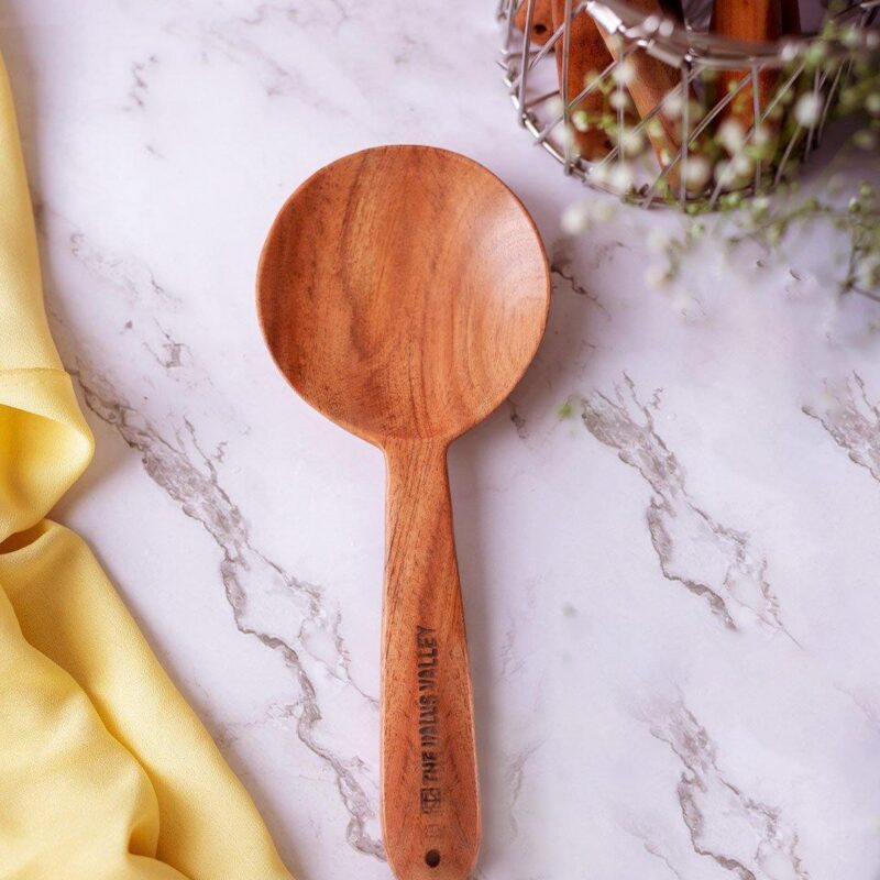 Neem Wood Cooking Ladle - Serve (Round | 23CM | Handmade | 100% Natural Neem Wood)