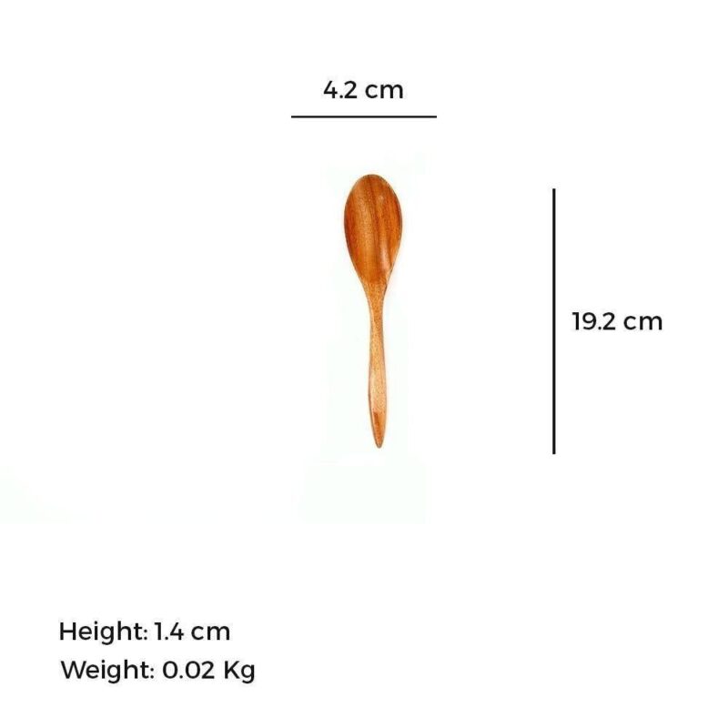 Neem Wood Serving Spoon - Set of 6 - Oval | 17 cm - Image 2