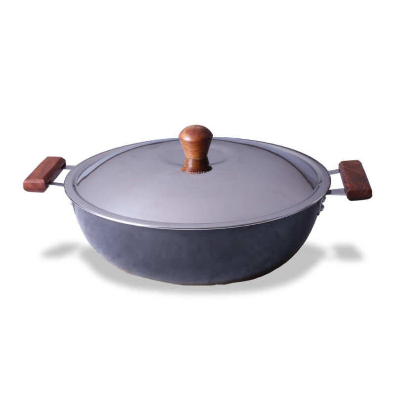 Ebony Hard Anodized 28 cm Wok with Lid | 4.5 Litre | Ideal for Biryani, Pulao|  Black / Brown - Image 8