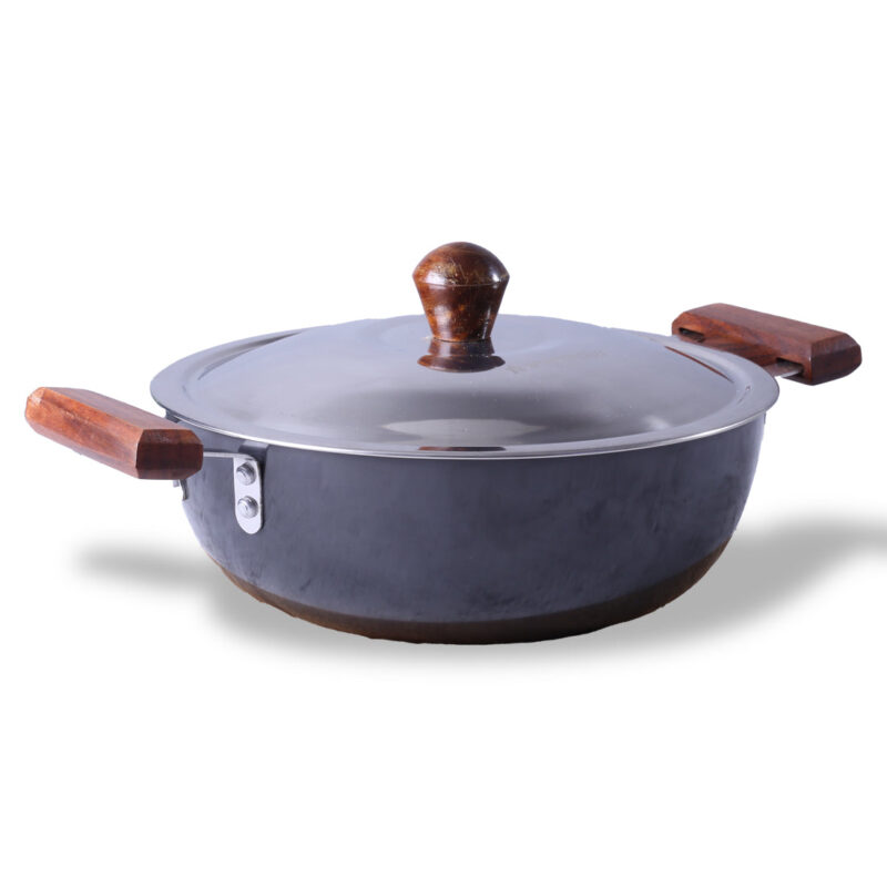 Ebony 24 cm Hard Anodized Deep Kadhai/Kadai with Lid - 3 Litre | Ideal for Sauteeing veggies, Dal and Curries | Black - Image 7