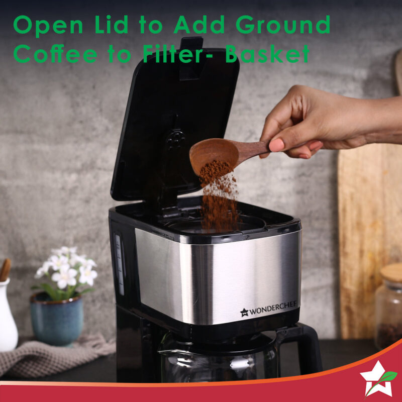 Regalia Pronto Coffee Maker 600W | Coffee Brewer Machine for Home & Office | 750ml Borosilicate Glass Carafe | 3-in-1 Filter Coffee, Espresso, Cappuccino | Auto Shut Off | 6 Cups Coffee | Perfect Gifting Option | Black & Silver| 2 Year Warranty - Image 2