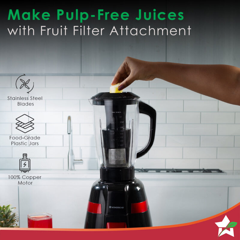 Wonderchef Renewed Platinum Mixer Grinder | 750W | Black Rust - Image 2