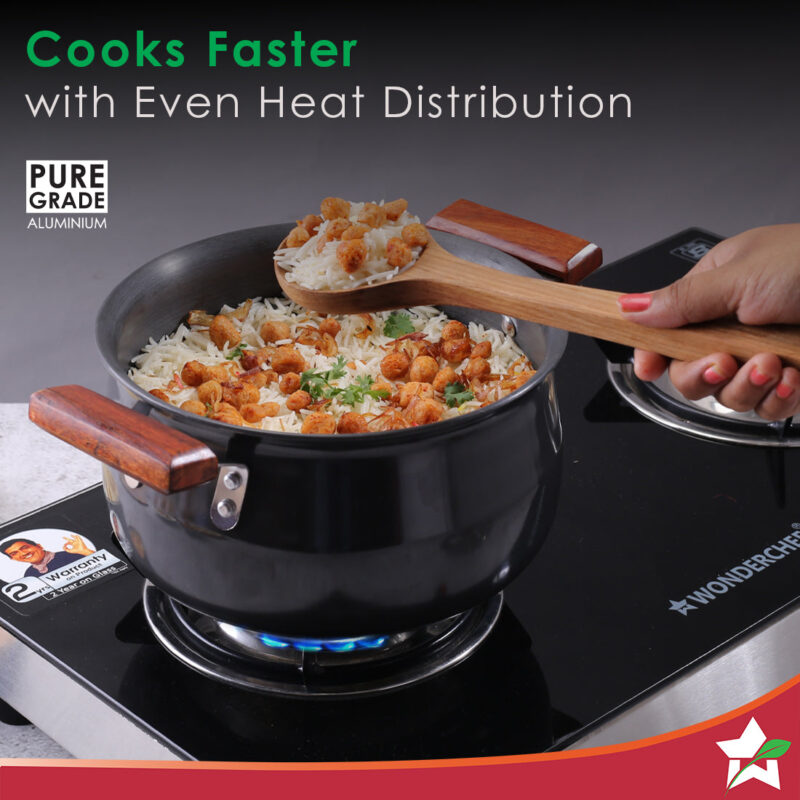 Ebony Hard Anodized Biryani Handi with Lid 3.5 L | Black - Image 4